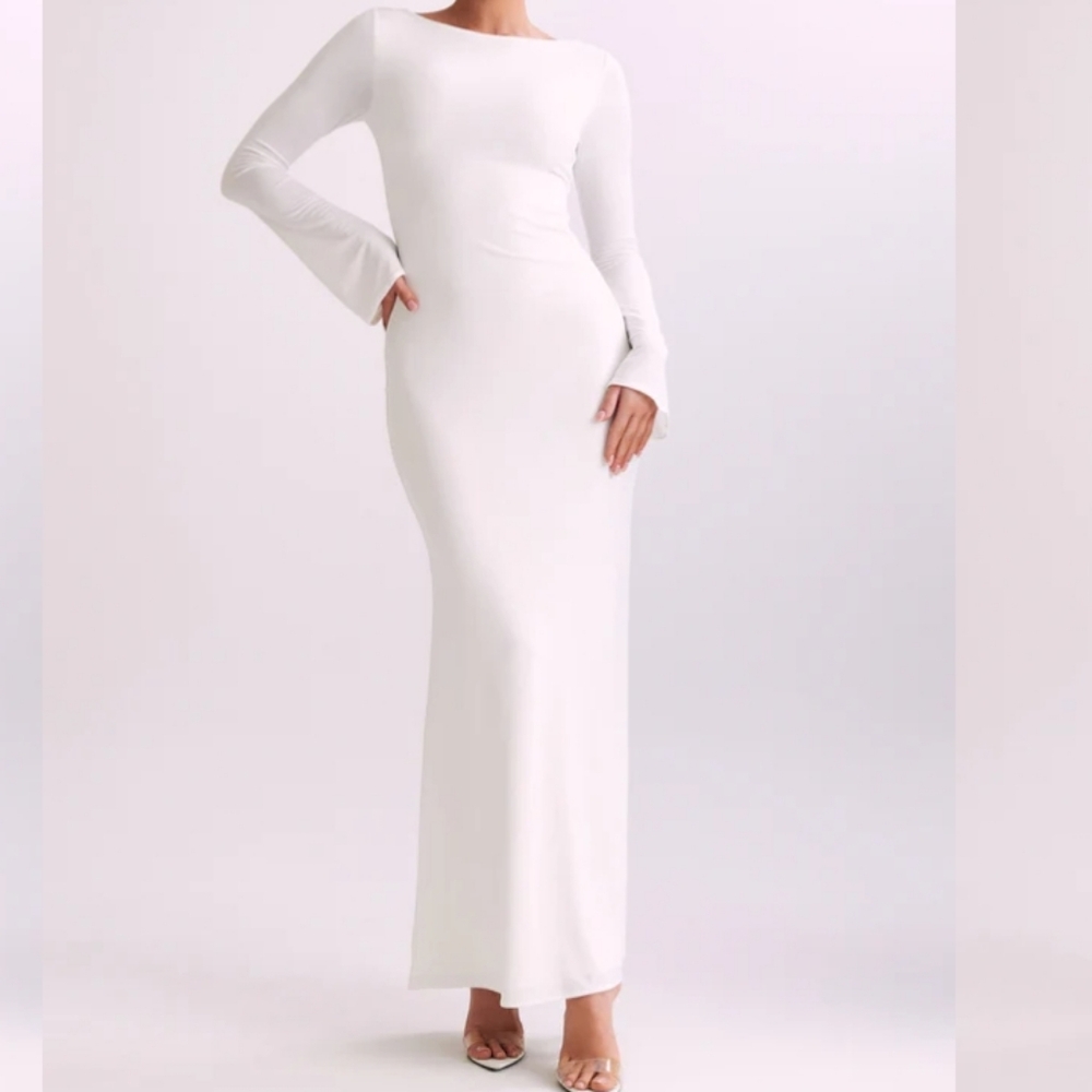 Elegant MESHKI Ivory Maxi Dress